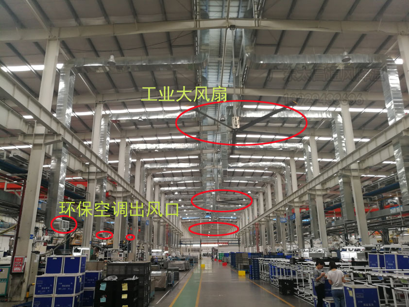 冷風機+工業大風扇（扇機互補）高大廠房降溫方案